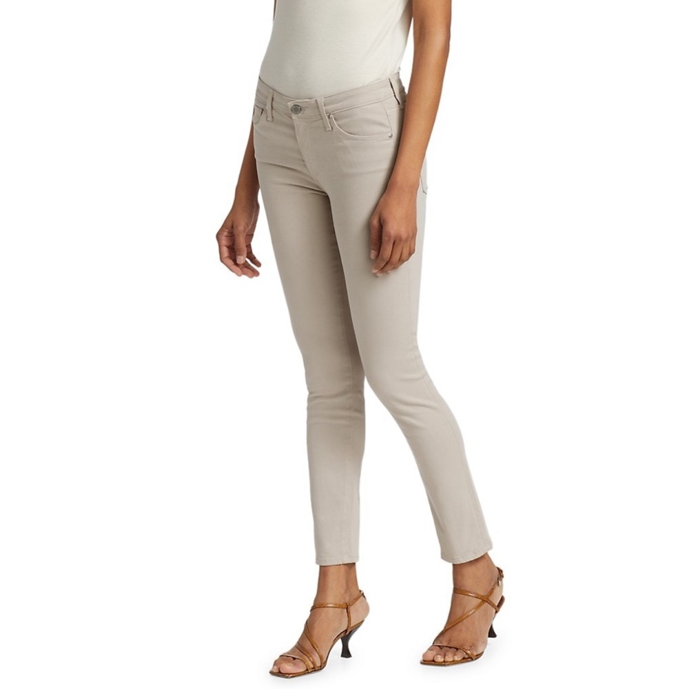 AG Adriano Goldschmied Cream Prima Cigarette Skinny Sateen Jeans